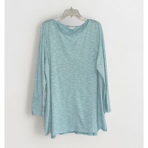 Pure J Jill Long Sleeve Cotton Knit Tunic Top Blue Green Casual Long Sleeve XL